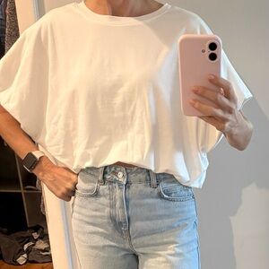 Women's Bubble Hem White Top - NEW